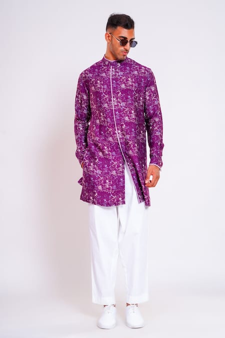 Buy Studio Error Purple Cotton, Silk Splash Pattern Print Short Kurta Online at Aza Fashions Buy_Studio Error_Purple Cotton, Silk Splash Pattern Print Short Kurta _Online_at_Aza_Fashions
