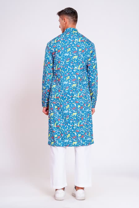 Shop Studio Error Green Cotton Satin Embroidery Scribble Print Straight Kurta at Aza Fashions Shop_Studio Error_Green Cotton Satin Embroidery Scribble Print Straight Kurta _at_Aza_Fashions