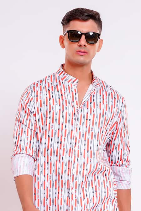 Buy Studio Error White Cotton Satin Abstract Stripe Print Kurta Online at Aza Fashions Buy_Studio Error_White Cotton Satin Abstract Stripe Print Kurta _Online_at_Aza_Fashions