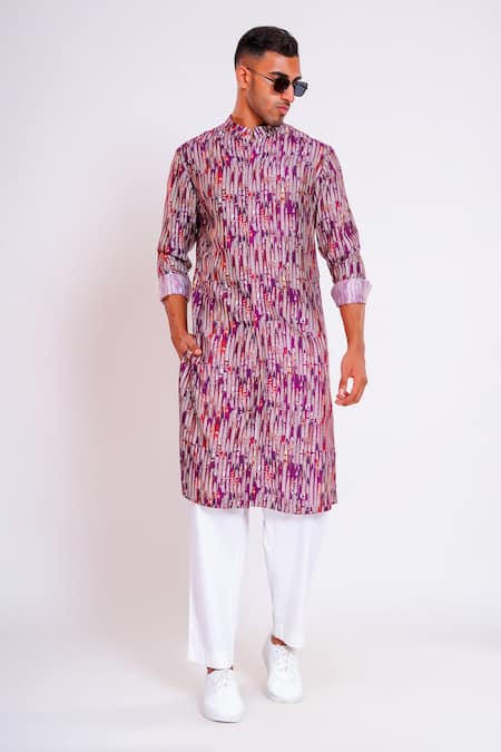 studio error Glitch Pattern Print Kurta 