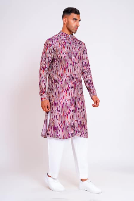 Buy Studio Error Purple Cotton, Silk Glitch Pattern Print Kurta Online at Aza Fashions Buy_Studio Error_Purple Cotton, Silk Glitch Pattern Print Kurta _Online_at_Aza_Fashions
