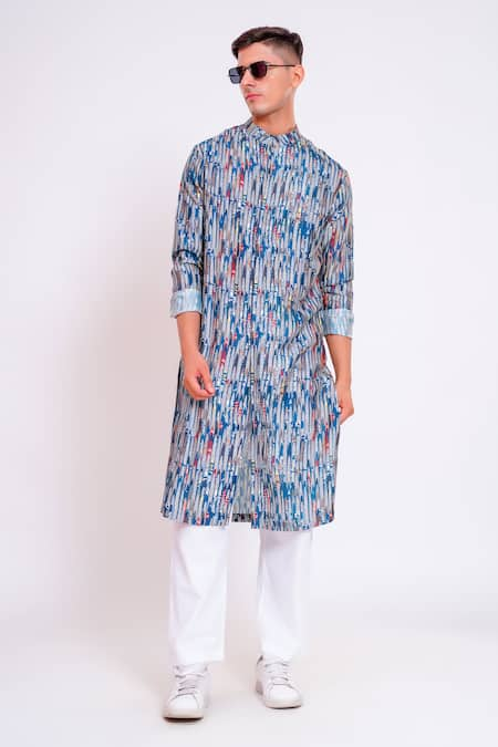 studio error Wavey Glitch Pattern Print Kurta 