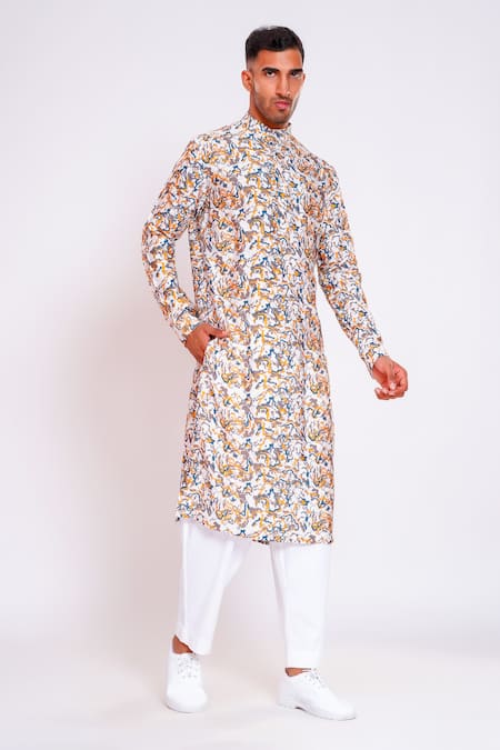 studio error Wavey Scribble Print Straight Kurta 