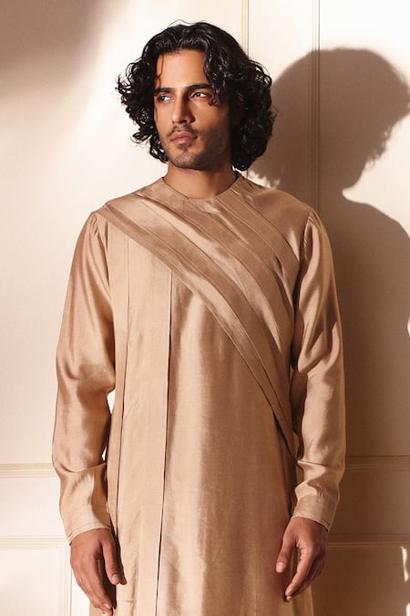 Shop Studio Error Grey Cotton, Silk Embroidery Box Pintuck Bodice Kurta Online at Aza Fashions Shop_Studio Error_Grey Cotton, Silk Embroidery Box Pintuck Bodice Kurta _Online_at_Aza_Fashions