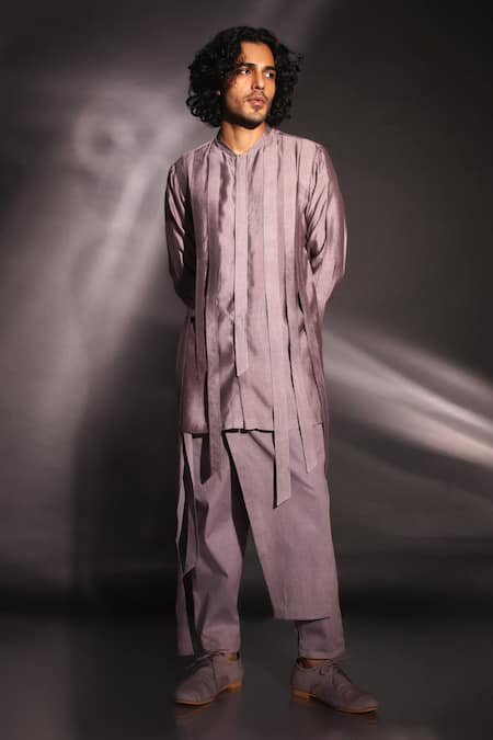 studio error Long Track Solid Asymmetric Draped Kurta 