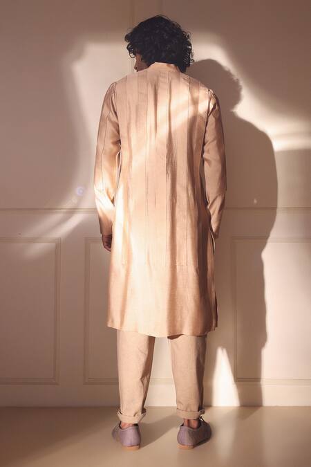 Shop Studio Error Grey Cotton, Silk Patchwork Tonal Kurta at Aza Fashions Shop_Studio Error_Grey Cotton, Silk Patchwork Tonal Kurta _at_Aza_Fashions