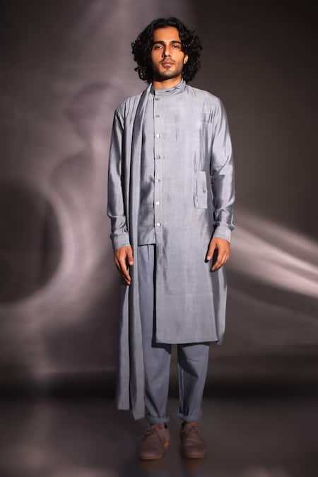 studio error Solid Draped Kurta 