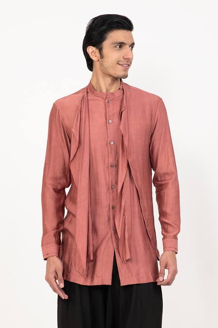 Buy Studio Error Pink Cotton, Silk Solid Draped Short Kurta Online at Aza Fashions Buy_Studio Error_Pink Cotton, Silk Solid Draped Short Kurta _Online_at_Aza_Fashions