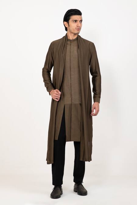Buy Studio Error Green Cotton, Silk Draped Long Kurta Online at Aza Fashions Buy_Studio Error_Green Cotton, Silk Draped Long Kurta _Online_at_Aza_Fashions