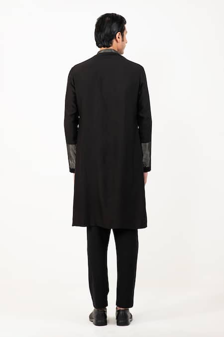 Shop Studio Error Black Cotton, Silk Zari Stripe Bodice Kurta at Aza Fashions Shop_Studio Error_Black Cotton, Silk Zari Stripe Bodice Kurta _at_Aza_Fashions