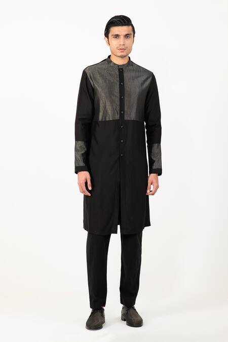 Buy Studio Error Black Cotton, Silk Zari Stripe Bodice Kurta Online at Aza Fashions Buy_Studio Error_Black Cotton, Silk Zari Stripe Bodice Kurta _Online_at_Aza_Fashions