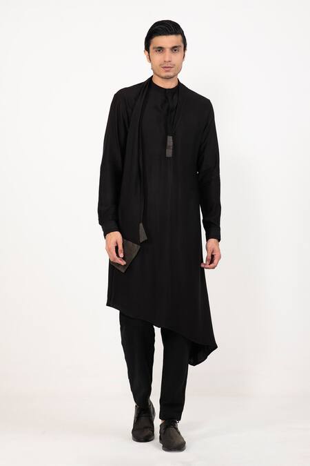 Buy Studio Error Black Cotton, Silk Zari Box Attached Draped Kurta Online at Aza Fashions Buy_Studio Error_Black Cotton, Silk Zari Box Attached Draped Kurta _Online_at_Aza_Fashions