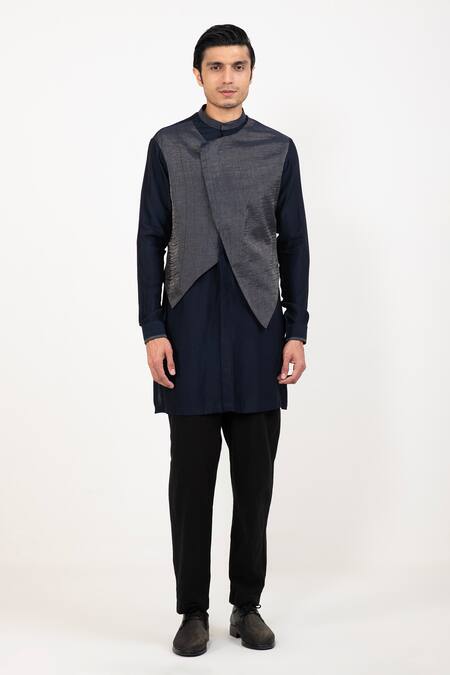 Buy Studio Error Blue Cotton, Silk Zari Metallic Panel Kurta Online at Aza Fashions Buy_Studio Error_Blue Cotton, Silk Zari Metallic Panel Kurta _Online_at_Aza_Fashions