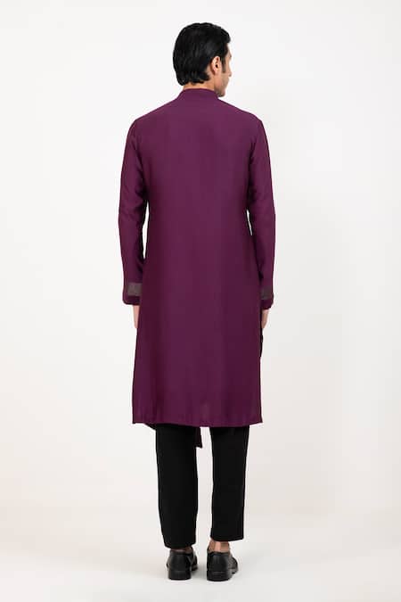 Shop Studio Error Purple Cotton, Silk Zari Metallic Asymmetric Kurta at Aza Fashions Shop_Studio Error_Purple Cotton, Silk Zari Metallic Asymmetric Kurta _at_Aza_Fashions
