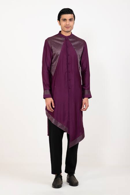 Buy Studio Error Purple Cotton, Silk Zari Metallic Asymmetric Kurta Online at Aza Fashions Buy_Studio Error_Purple Cotton, Silk Zari Metallic Asymmetric Kurta _Online_at_Aza_Fashions