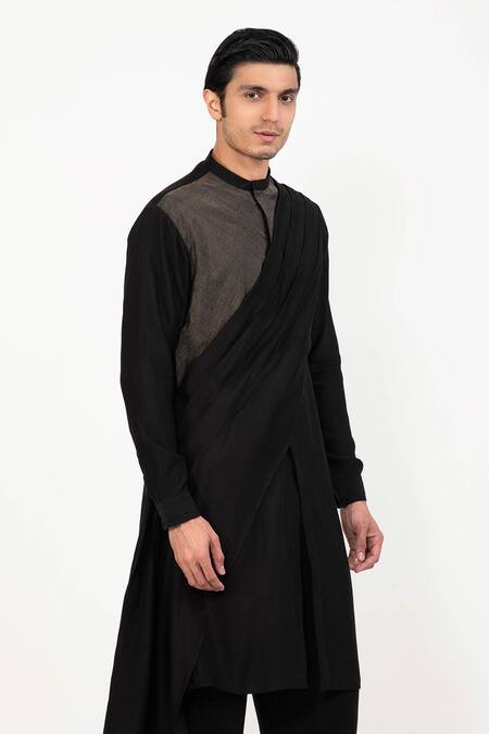 Buy Studio Error Black Cotton, Silk Zari Metallic Draped Kurta Online at Aza Fashions Buy_Studio Error_Black Cotton, Silk Zari Metallic Draped Kurta _Online_at_Aza_Fashions