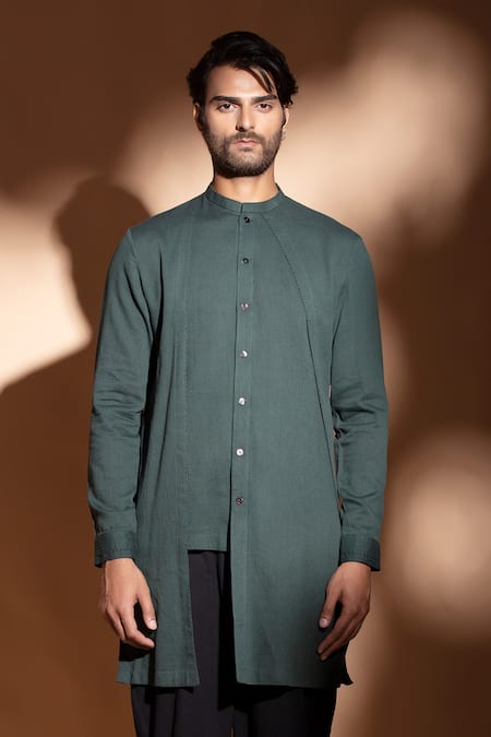 Buy Studio Error Blue Cotton Drape Panel Shirt Online at Aza Fashions Buy_Studio Error_Blue Cotton Drape Panel Shirt _Online_at_Aza_Fashions