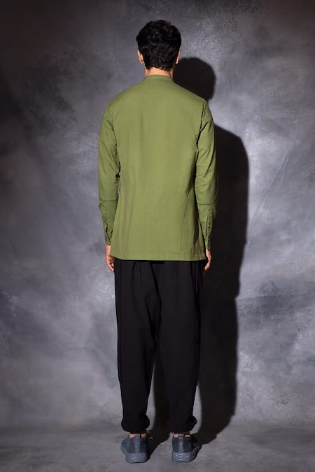 Shop Studio Error Green Cotton Embroidery Threadwork Bodice Shirt at Aza Fashions Shop_Studio Error_Green Cotton Embroidery Threadwork Bodice Shirt _at_Aza_Fashions