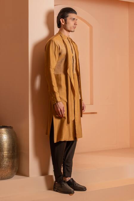 Buy Studio Error Yellow Cotton, Silk Layered Textured Kurta Online at Aza Fashions Buy_Studio Error_Yellow Cotton, Silk Layered Textured Kurta _Online_at_Aza_Fashions