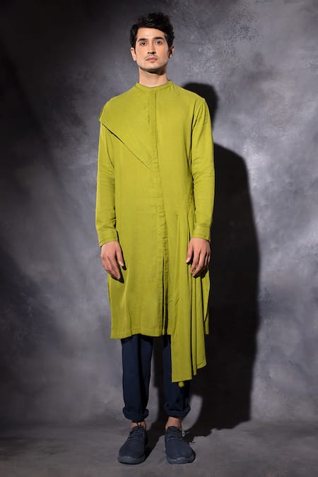 studio error Thread Hand Embroidered Asymmetric Draped Kurta 