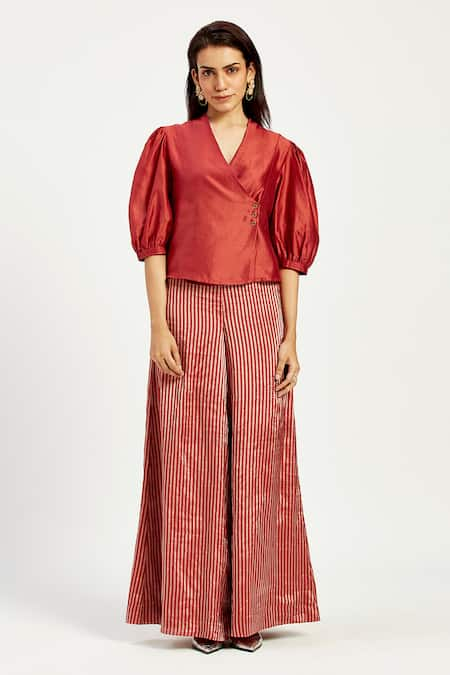 Madder Much Agra Folksy Wrap Top With Flared Pant 