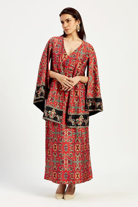 Madder Much Alivia Serene Print Cape Style Jacket With Dress 