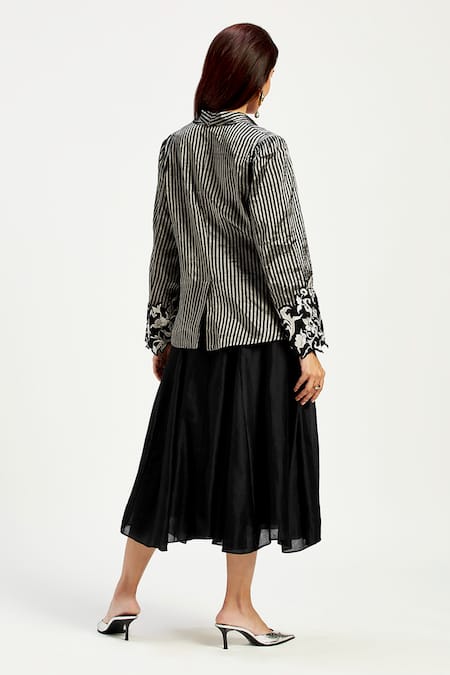 Madder Much Parker Stripe Pattern Handwoven Blazer With Dress 