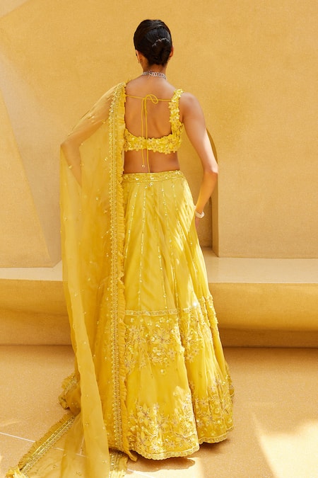 Prevasu Daffodils Floral Embroidered Lehenga Set 