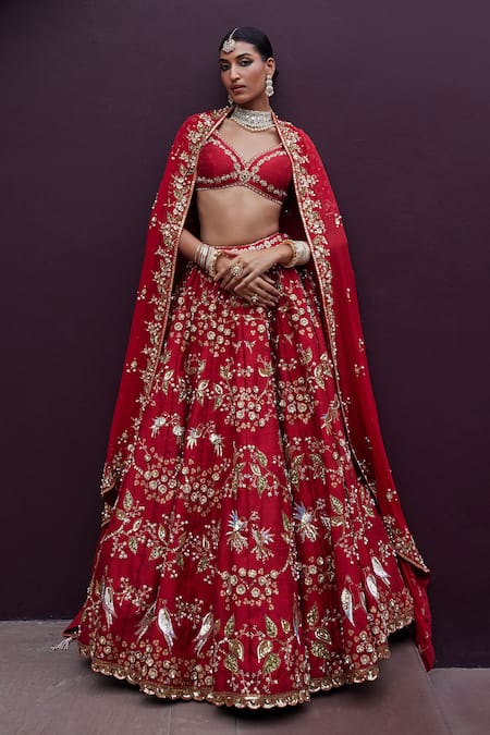 Prevasu Lovebirds Embroidered Bridal Lehenga Set 