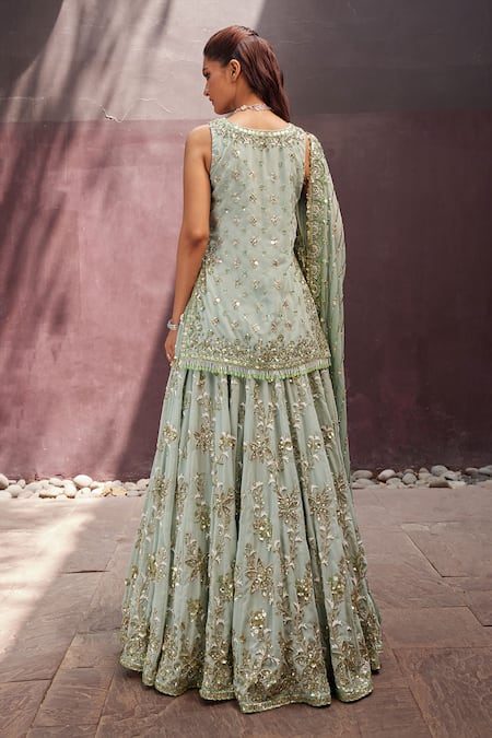 Prevasu Floral Embroidered Lehenga Kurta Set 