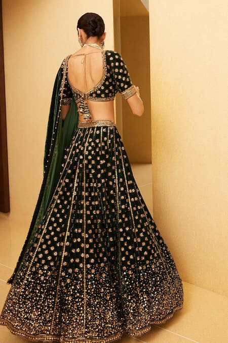 Prevasu Floral Sequin Embroidered Bridal Lehenga Set 