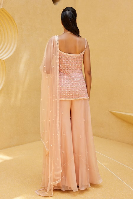 Prevasu Beads Embroidered Kurta With Divided Skirt Set 