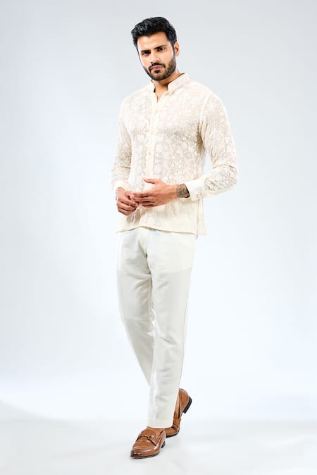 Rabani & Rakha Floral Thread Work Shirt With Pant 