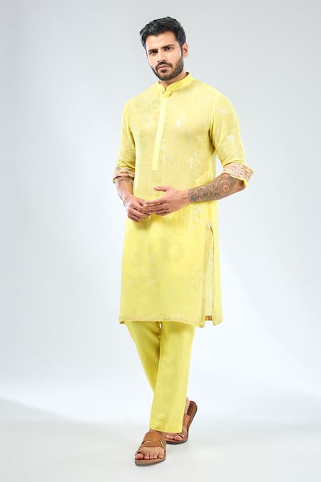 Rabani & Rakha Abstract Sequin Embroidered Kurta With Pant 