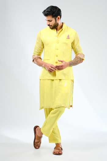 Buy Rabani & Rakha Yellow Georgette Sequins Lemon Embroidered Bundi Online at Aza Fashions Buy_Rabani & Rakha_Yellow Georgette Sequins Lemon Embroidered Bundi _Online_at_Aza_Fashions