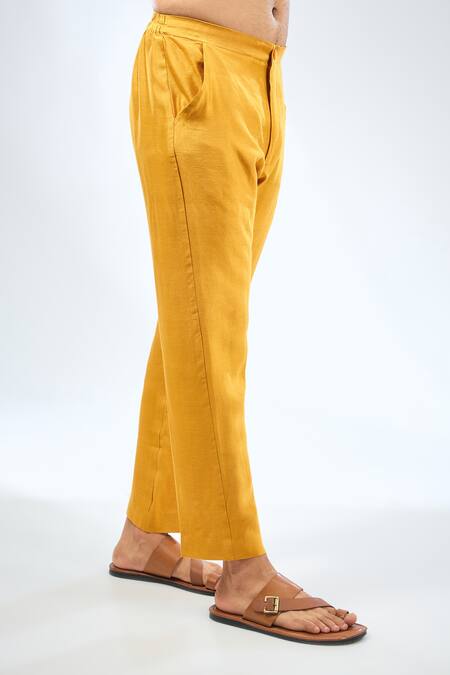 Buy_Rabani & Rakha_Yellow Georgette, Cotton, Silk Sequins, Zari Bandhani Print Kurta With Pant _Online_at_Aza_Fashions