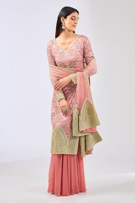 Rabani & Rakha Ayat Mirror Embroidered Kurta Palazzo Set 