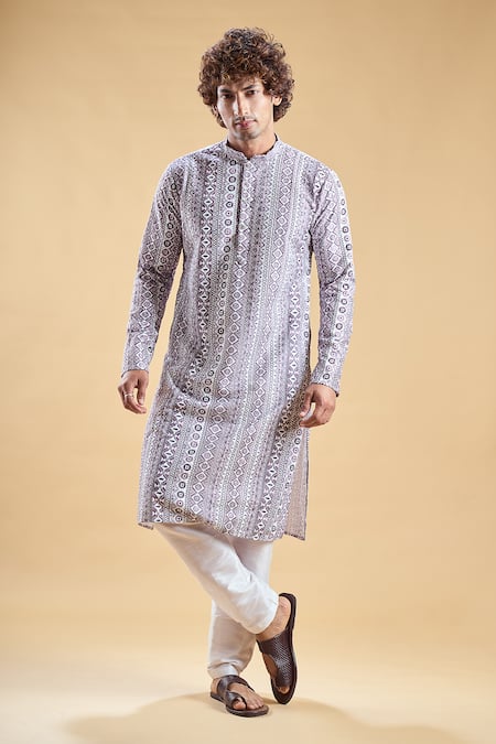 Arihant Rai Sinha Embroidered Chikankari Kurta With Churidar 