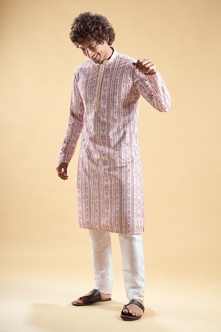 Buy Arihant Rai Sinha Multi Color Silk, Rayon Embroidery Printed Chikankari Kurta With Churidar Online at Aza Fashions Buy_Arihant Rai Sinha_Multi Color Silk, Rayon Embroidery Printed Chikankari Kurta With Churidar_Online_at_Aza_Fashions
