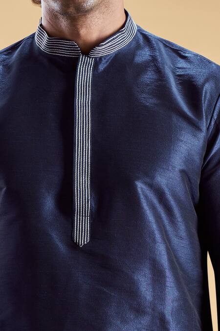 Arihant Rai Sinha Blue Silk, Cotton Embroidery Solid Straight Kurta With Dhoti Pant at Aza Fashions Arihant Rai Sinha_Blue Silk, Cotton Embroidery Solid Straight Kurta With Dhoti Pant _at_Aza_Fashions