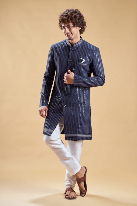 Aryavir Malhotra Sequin Embroidered Sherwani With Pyjama 