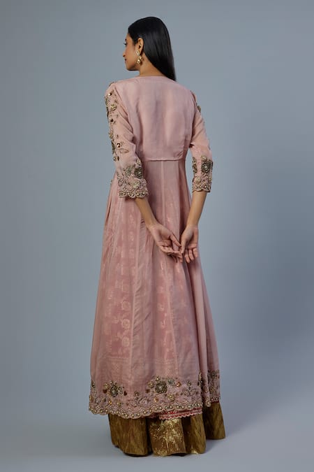 Studio A Silk Banarasi Floral Embroidered Anarkali Set 