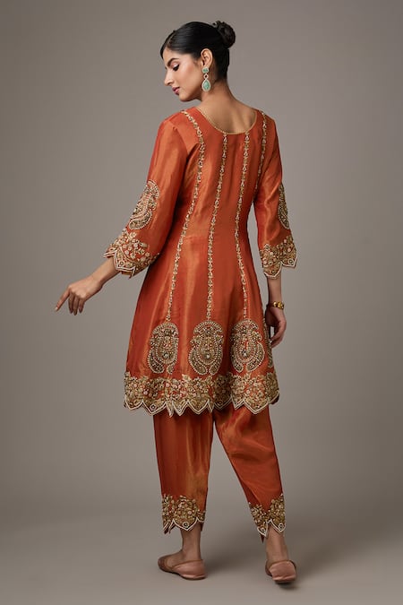 Studio A Floral Dori Embroidered A-Line Kurta With Pant 
