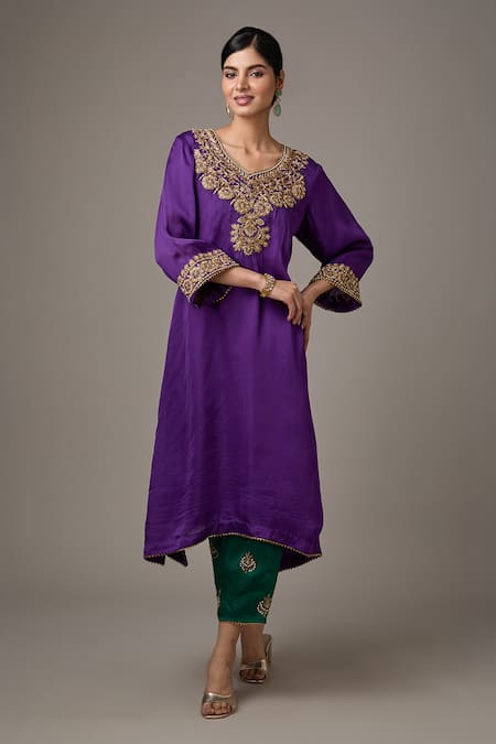 STUDIO A Floral Dori Embroidered A-Line Kurta With Salwar 