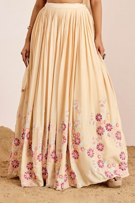 Suruchi Parakh Cream Georgette Beads, Sequins, Pearls, Embroidery Flower Thread Lehenga Set Online at Aza Fashions Suruchi Parakh_Cream Georgette Beads, Sequins, Pearls, Embroidery Flower Thread Lehenga Set _Online_at_Aza_Fashions
