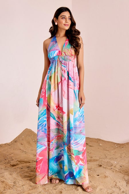 Suruchi Parakh Abstract Halter Neck Dress 