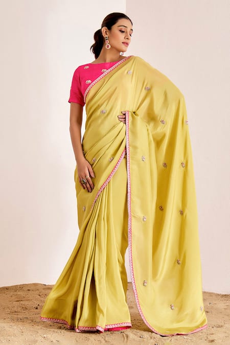 Suruchi Parakh Elephant Zari Embroidered Saree With Blouse 