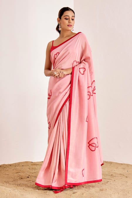 Suruchi Parakh Heart Embroidered Saree With Strappy Blouse 