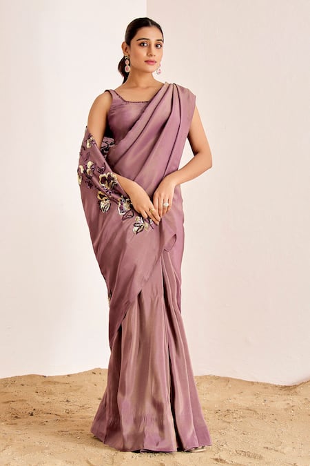 Suruchi Parakh Floral Sequin Embroidered Saree With Blouse 