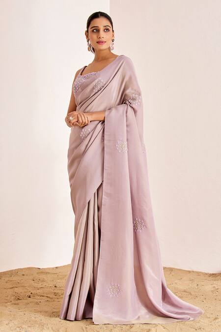 Suruchi Parakh Zari Floral Embroidered Saree With Blouse 